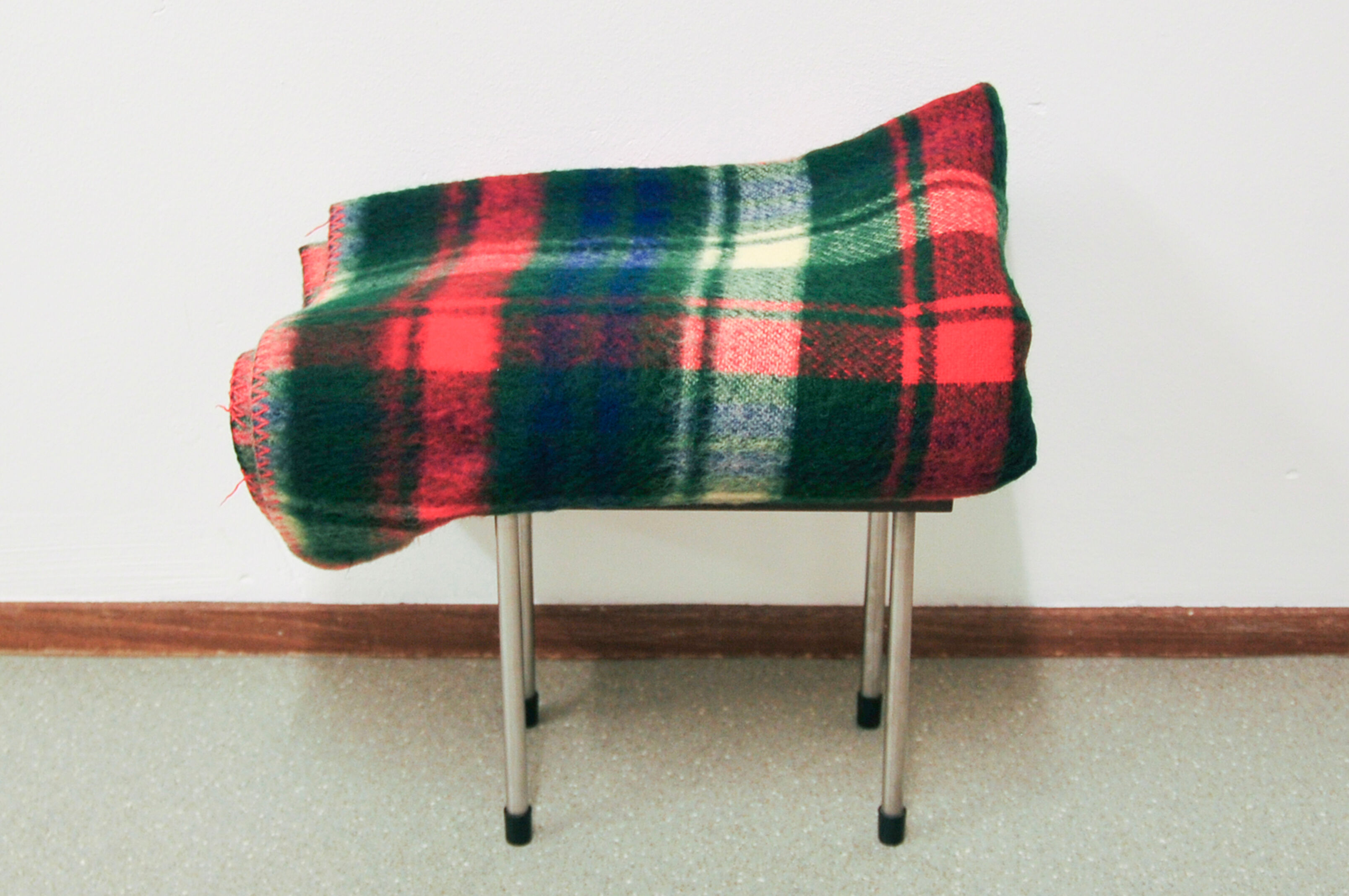 Green checkered vintage wool blanket aabe