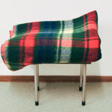 Green checkered vintage wool blanket aabe