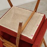 Pair of Uluv red Eastern Bloc armchairs, 1960s