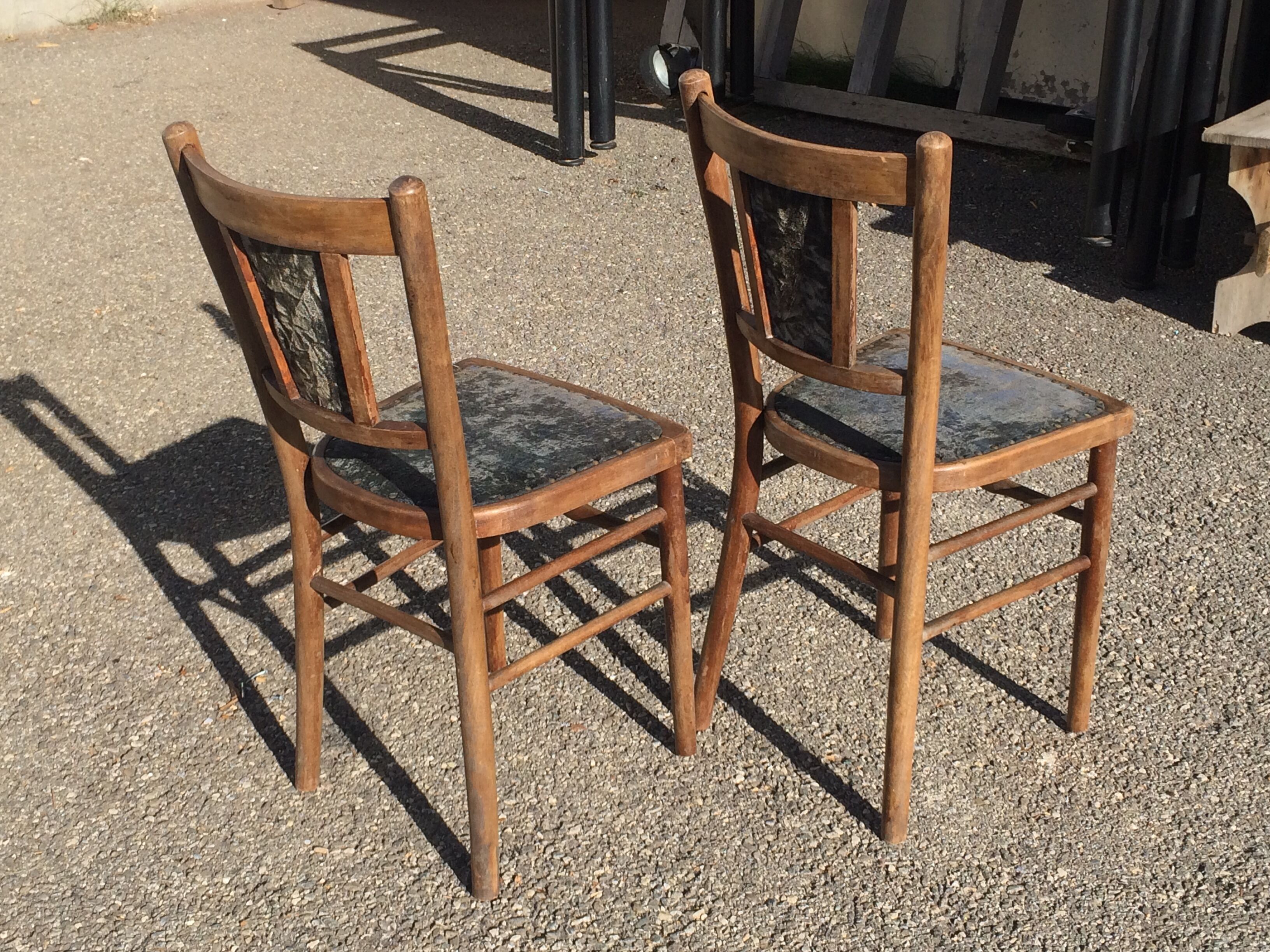 Pair of baumann wooden bistro chairs circa 1905