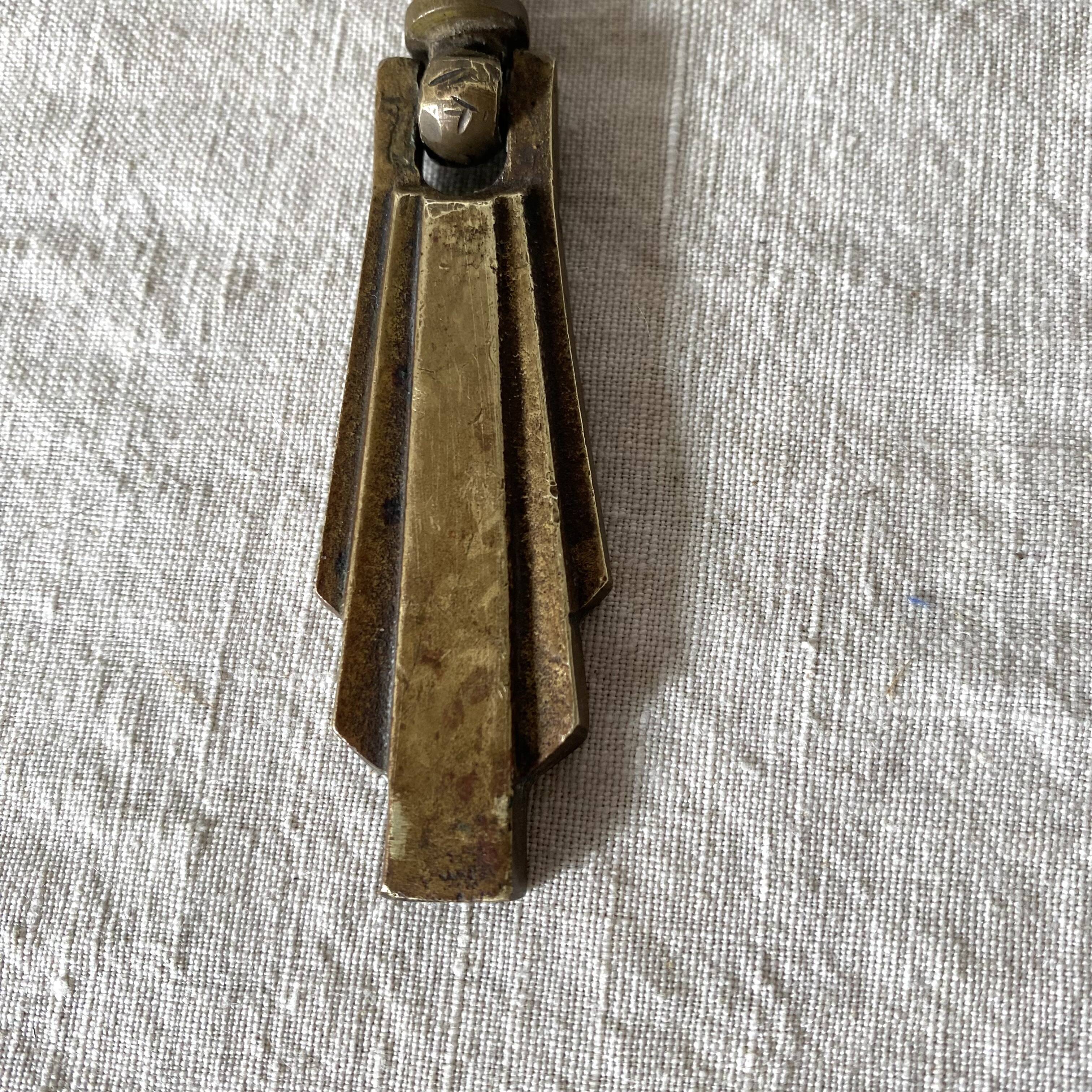 Door knob, art deco furniture handle in brass