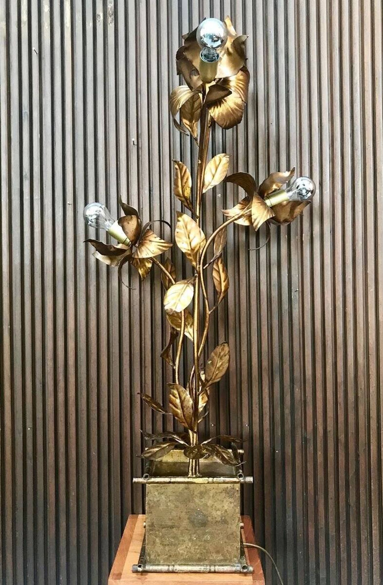Gilded metal Florentine table or floor lamp by Hans Kögl, 1960s