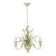 Masca vintage wheat stalk chandelier in off-white and pastel green metal.