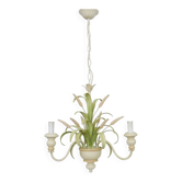 Lustre épi de blé Masca vintage en métal blanc cassé et vert pastel.