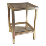 Side table in gilded metal and smoked glass - mid. 20th century