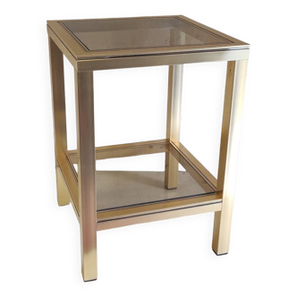 Side table in gilded metal and smoked glass - mid. 20th century