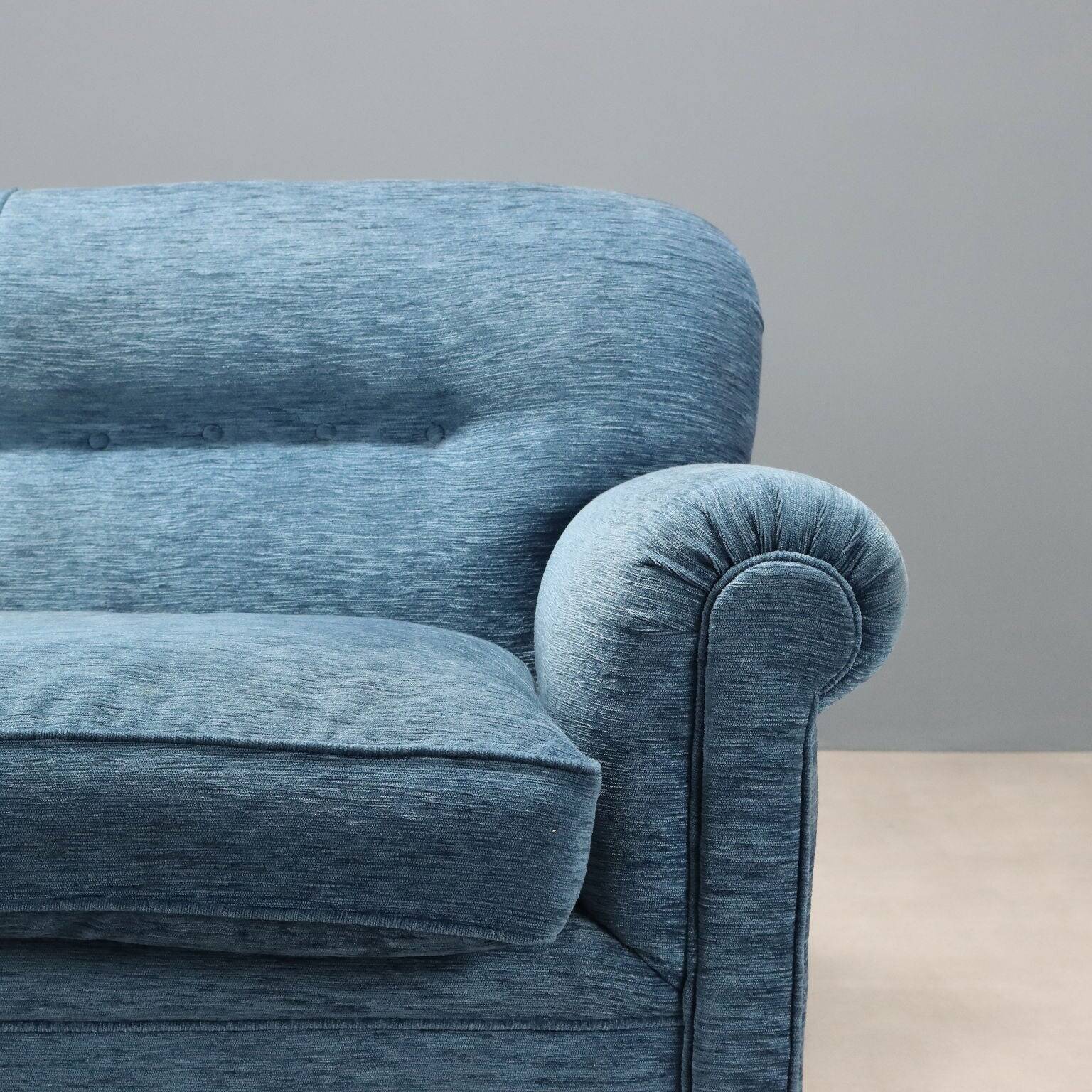 Vintage velvet sofa with spring cushioning, Italian design from the 1950s.