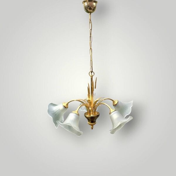 Ancien lustre épi de blé à cinq bras – hollywood regency - massive