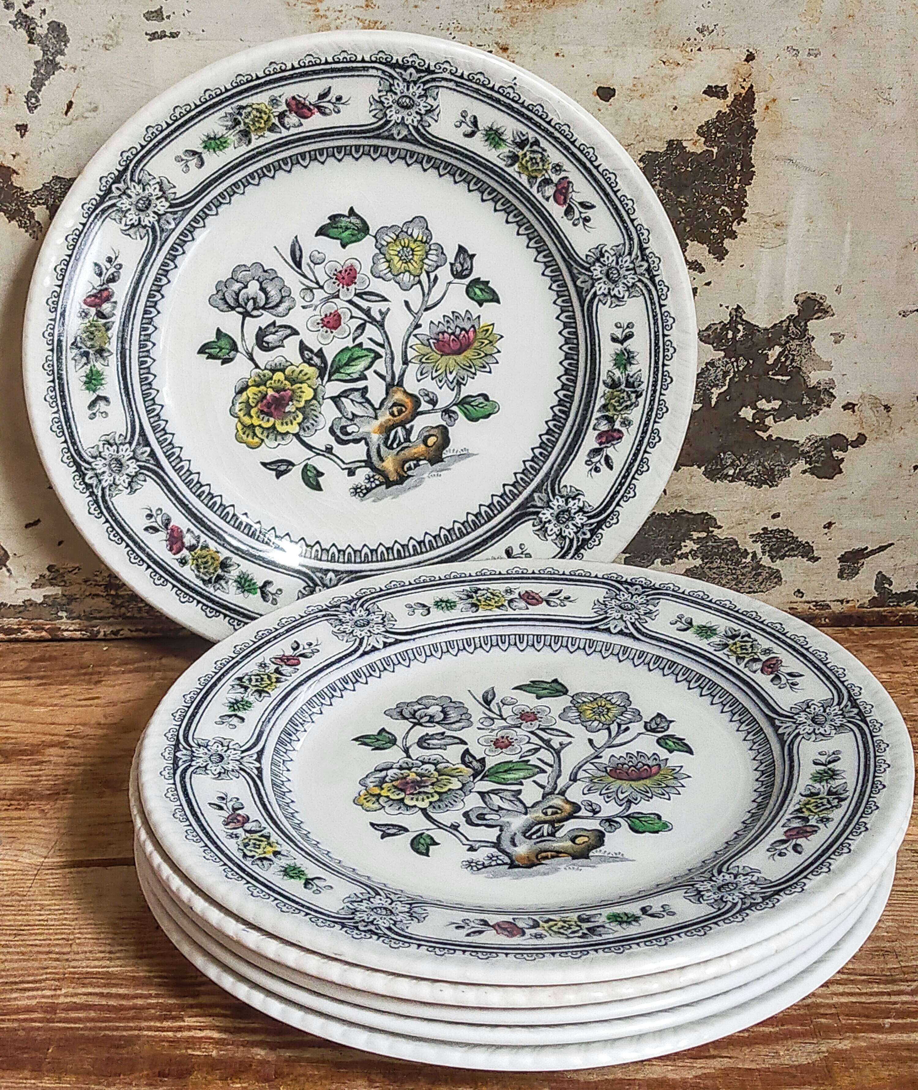 Six English porcelain dessert plates WOOD & SONS Dorset service