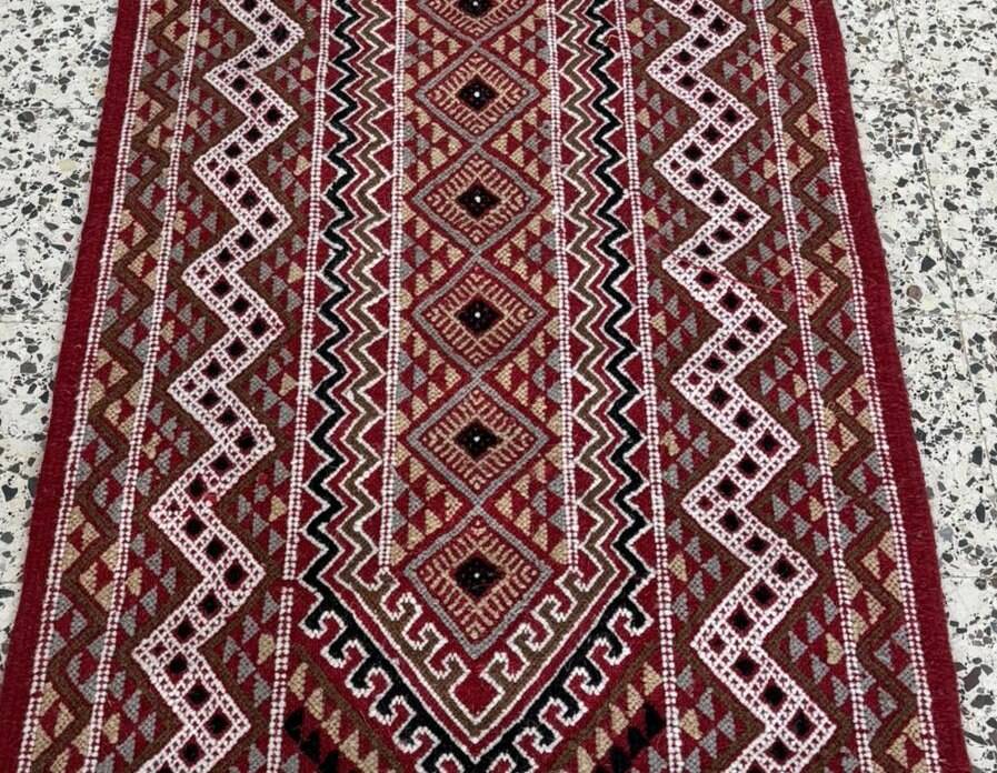Hand-woven margoum hallway rug in natural wool