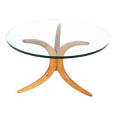 Alma möbel coffee table with boomerang legs and glass top