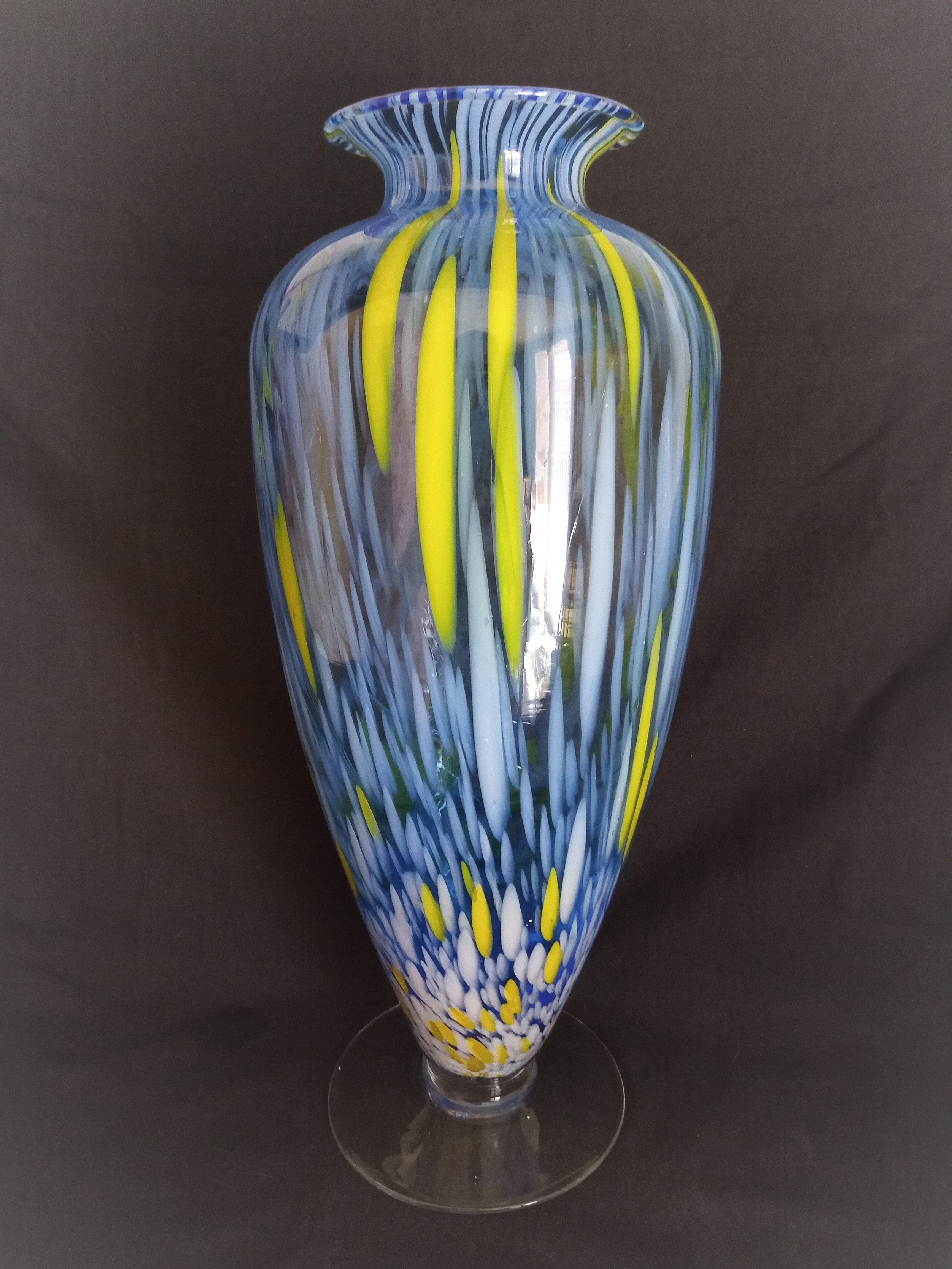 Large Murano glass vase, handmade, 38 cm high