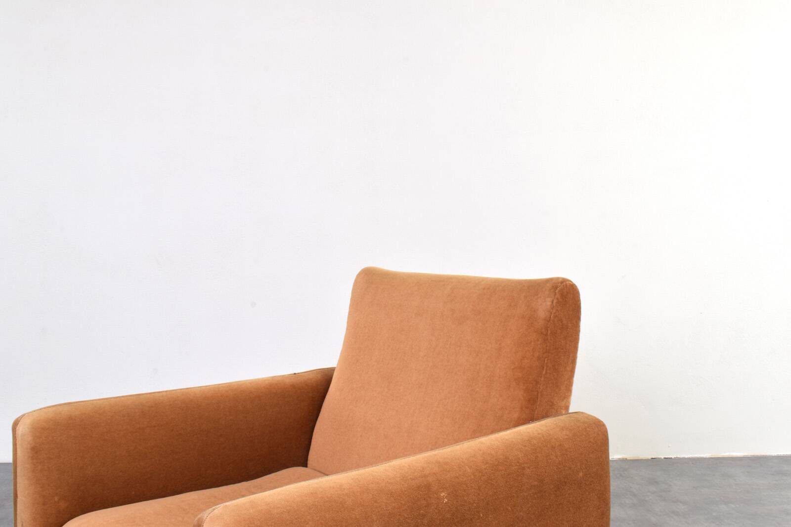 Vintage Italian Lounge Chair in Copper Velvet, 1970s.