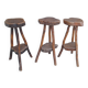3 tabourets brutaliste en bois H 80 cm