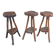 3 tabourets brutaliste en bois H 80 cm