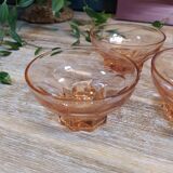 Rosaline service in pink glass with a diamond tray and four bowls