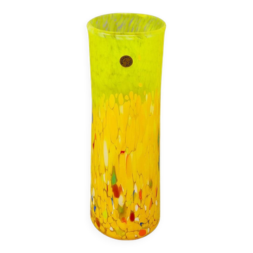 Vase en verre de Murano jaune, fabriqué à la main par Maestro del Vetro, années 1970