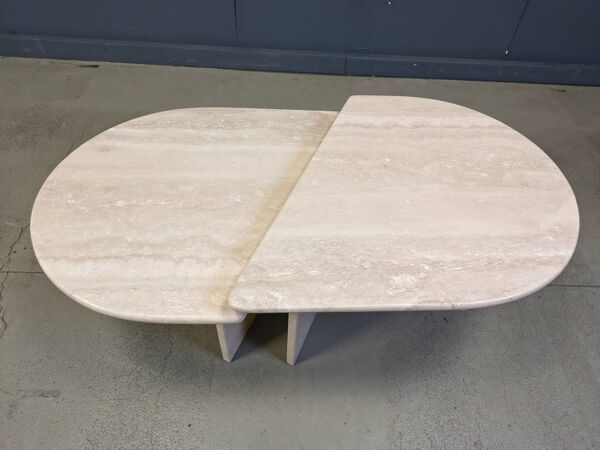 Paire de tables basses en travertin vintage ou tables d'appoint, années 1970