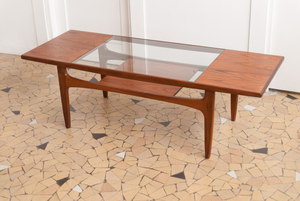 Gplan teak coffee table - glass