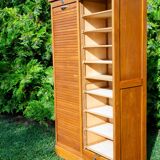 Double curtain file cabinet, 1950s, light oak