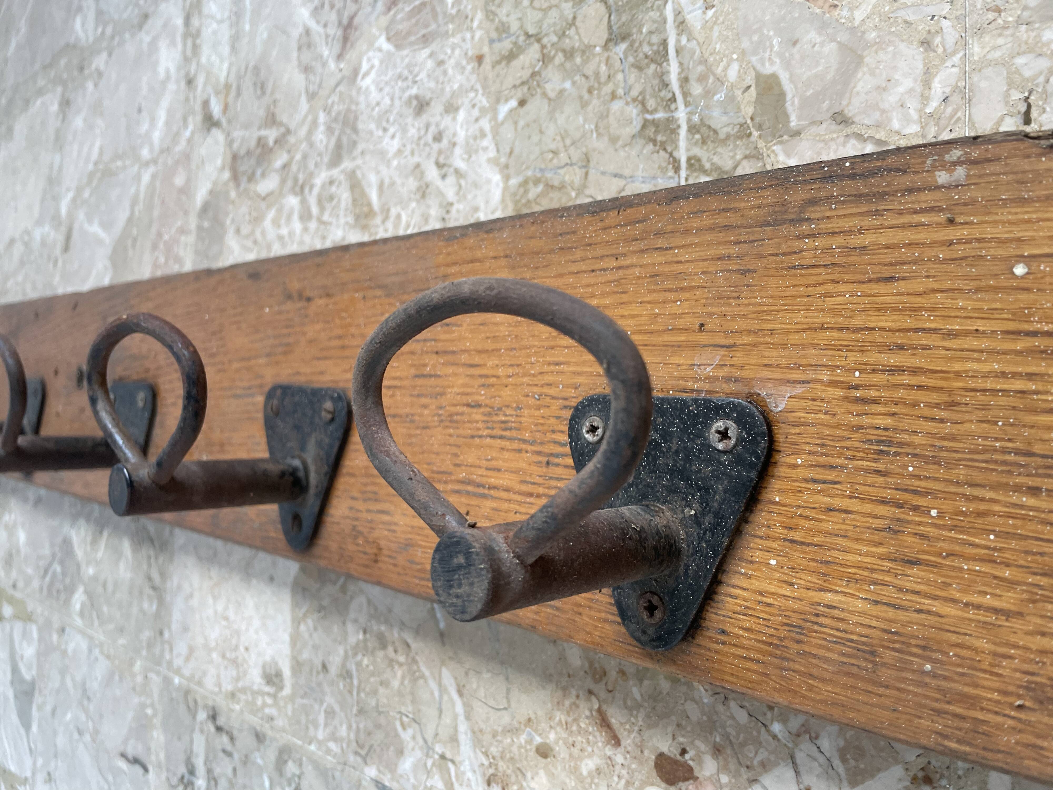 Long antique wall coat rack 186cm
