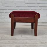 1950s, Danish armchair with footstool, furniture velour, ash wood.