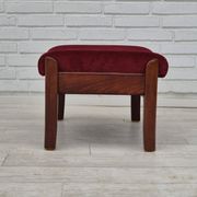 1950s, Danish armchair with footstool, furniture velour, ash wood.