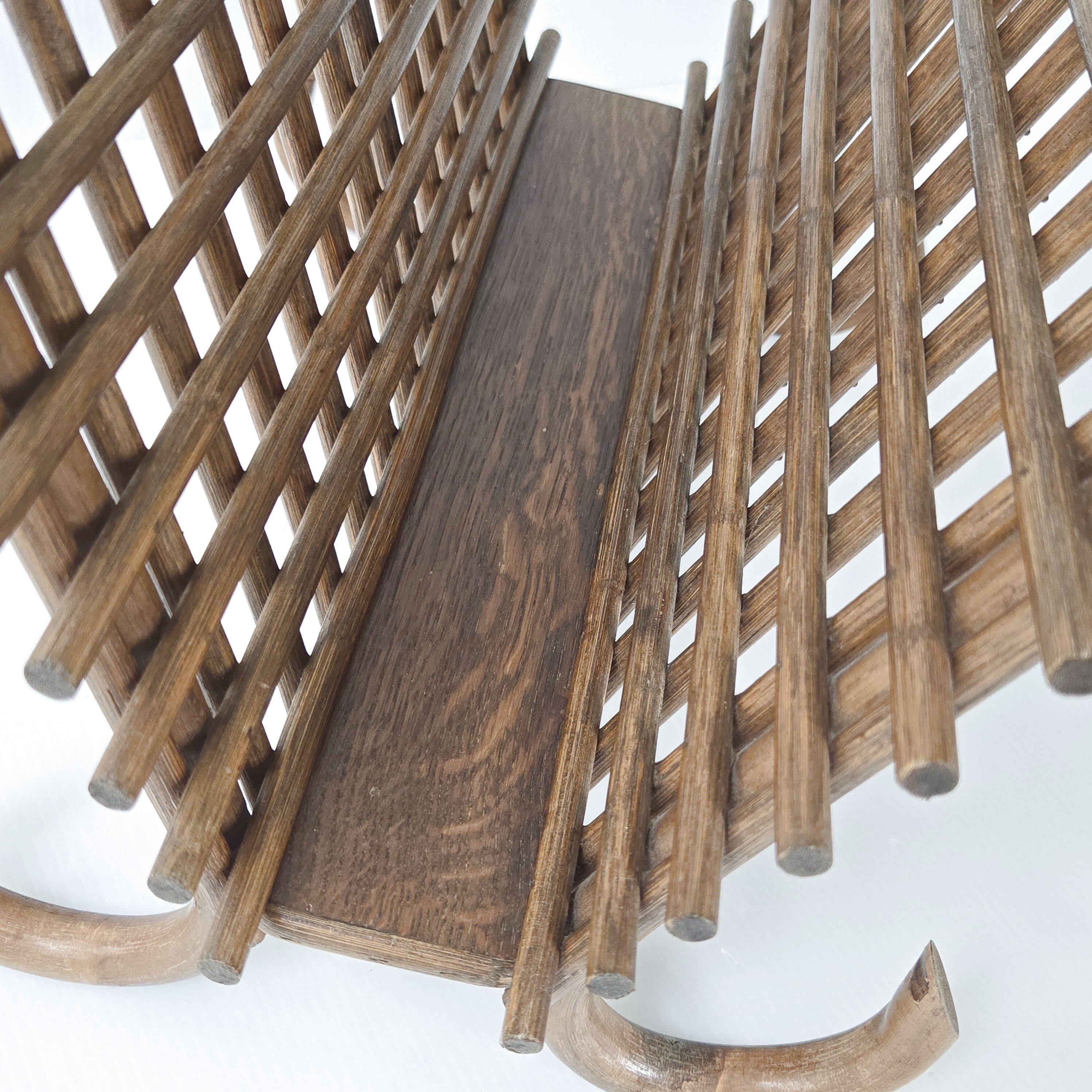 Vintage bamboo & rattan magazine rack 1960