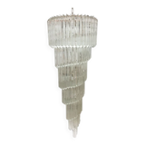 Lustre à torsion en verre de murano quadriedro transparent