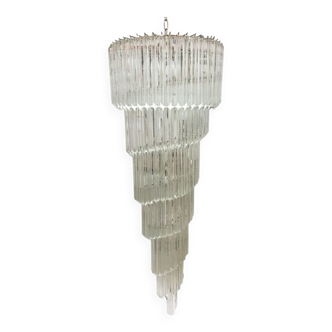 Clear quadriedro murano glass twister chandelier