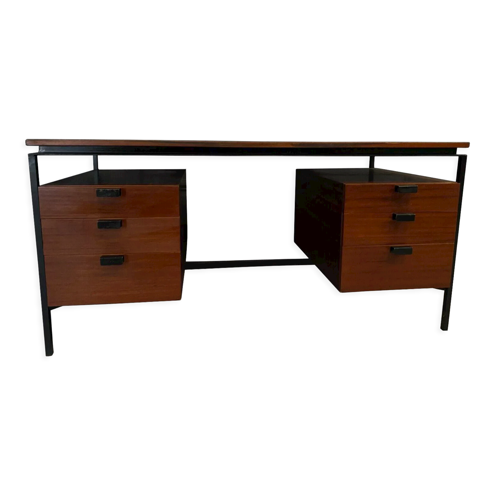 Office cm 172 Pierre Paulin in mahogany and metal circa 1960