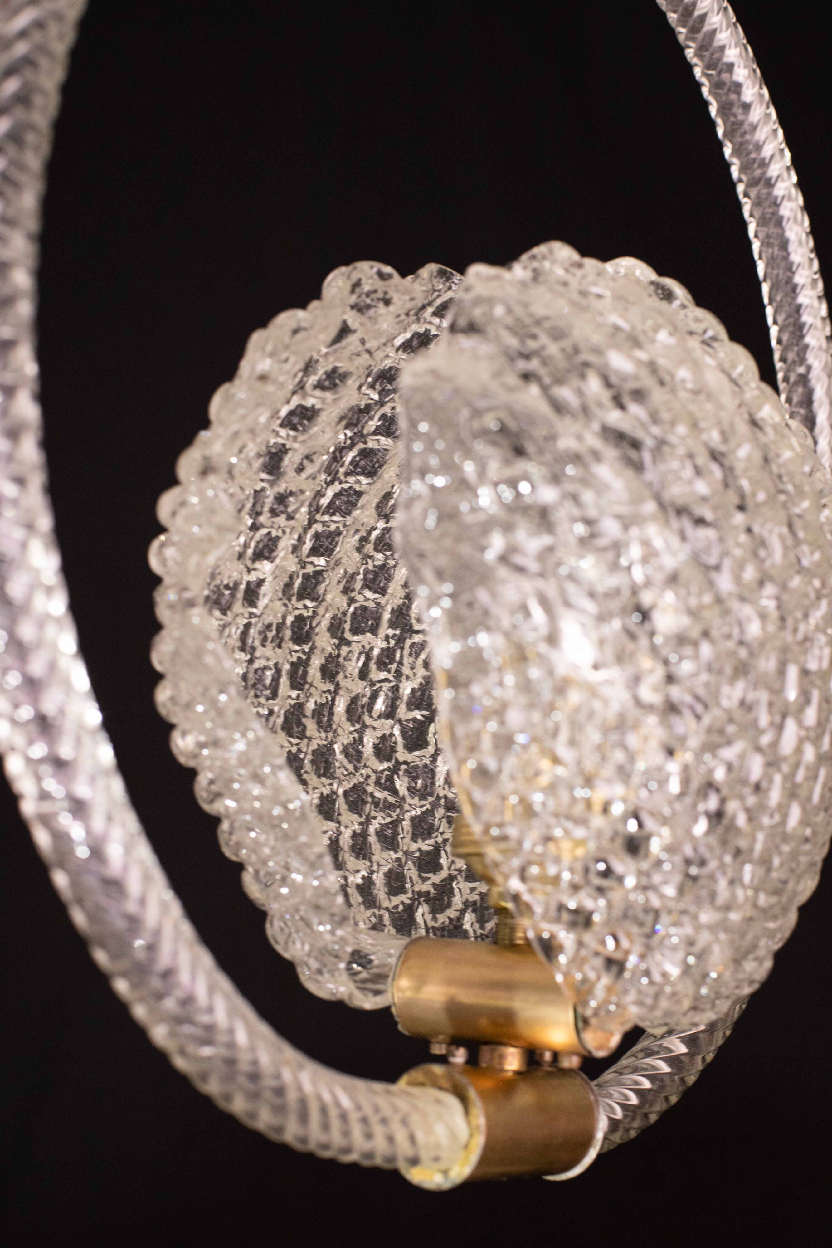 Midcentury Shell Trasparent Murano Glass Chandelier by Barovier e Toso, 194