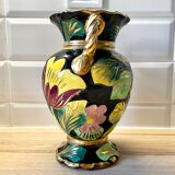 Vallauris vase with handle and gold leaf