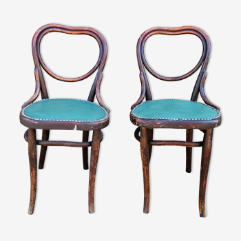Pair of chairs Thonet n°28 model heart late nineteenth