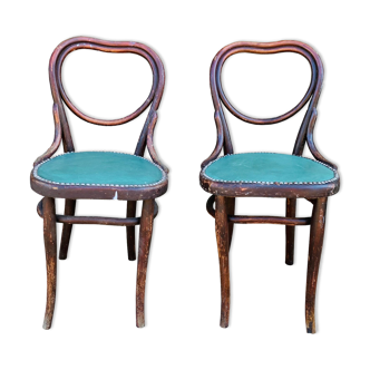 Pair of chairs Thonet n°28 model heart late nineteenth