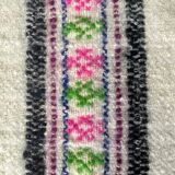 Soft carpet in natural white wool with colorful stripes Romanian carpet woven by hand 227x134cm
