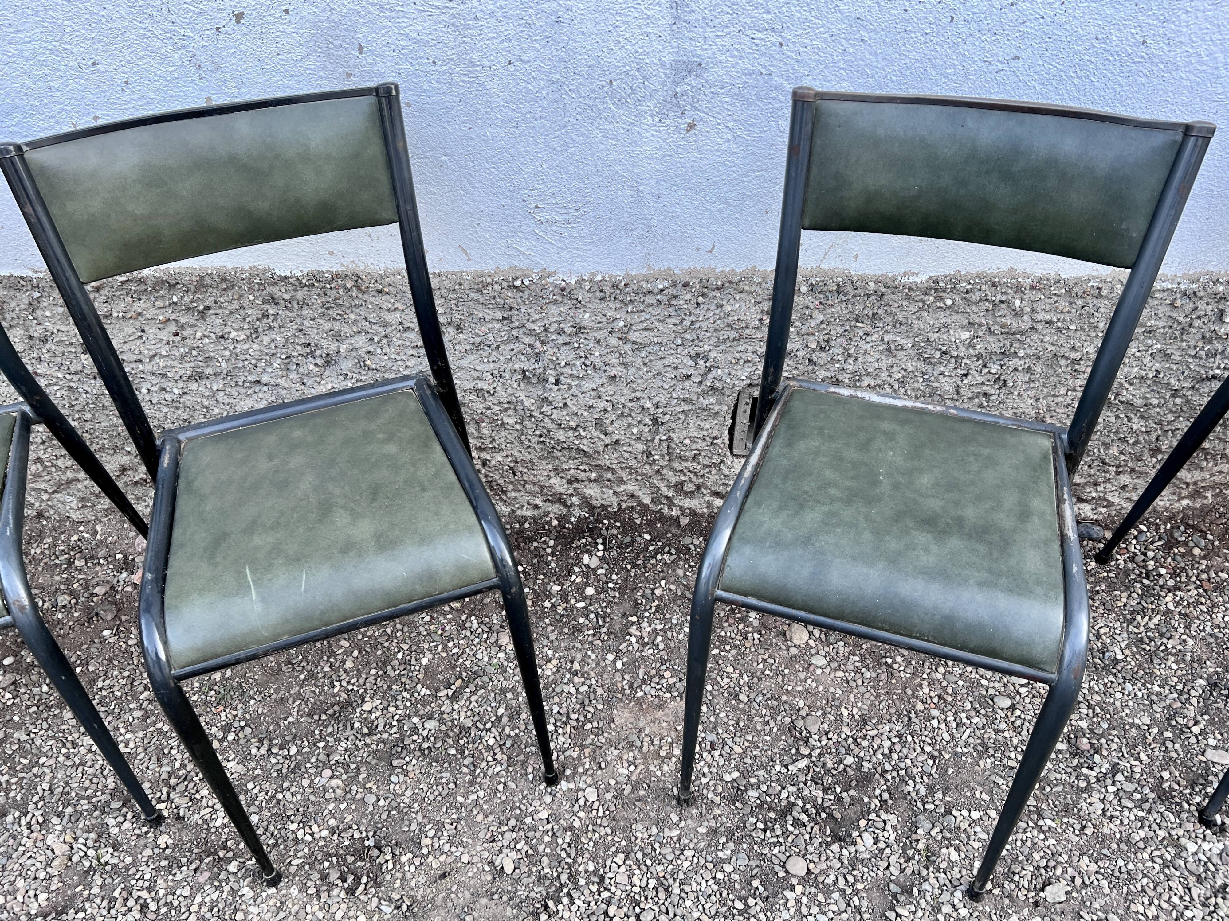 Series of 6 Industrial School Chairs - stackable