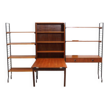 Bibliothèque bureau vintage modulaire en teck
