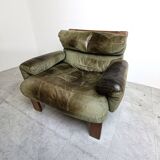 Vintage modular green leather sofa, 1960s