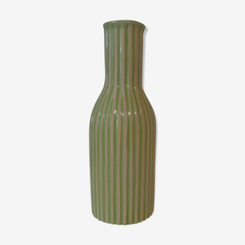 Vase en forme de bouteille en ceramique vert blanc