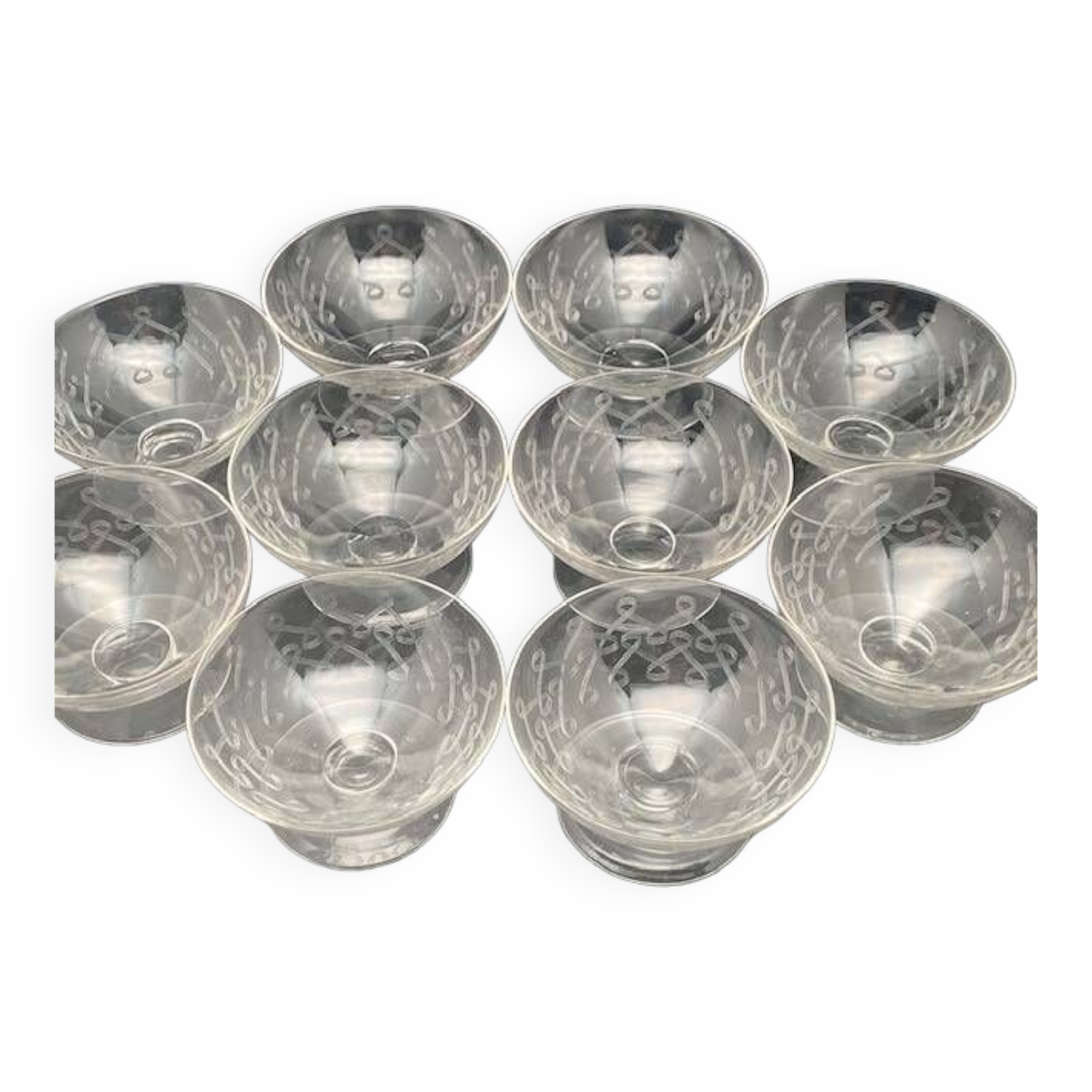 Chiseled crystal champagne glasses