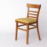 Vintage Beechwood Chair with Yellow Faux Leather Seat – 1960s/1970s Germany