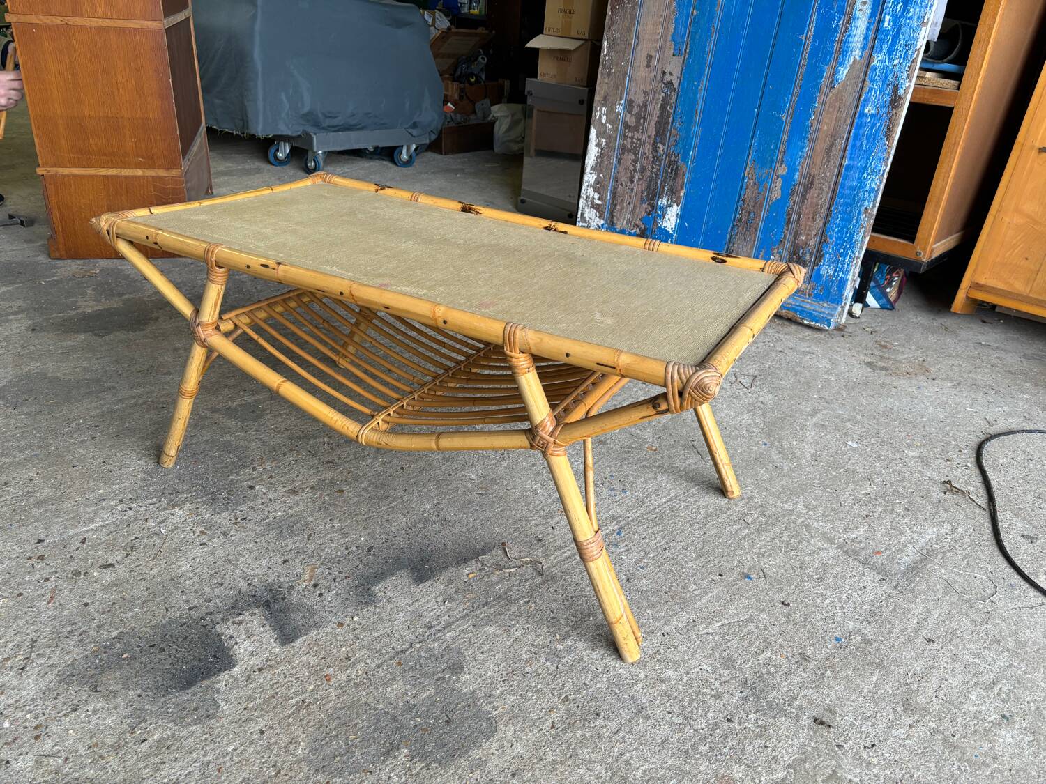 Vintage rattan table