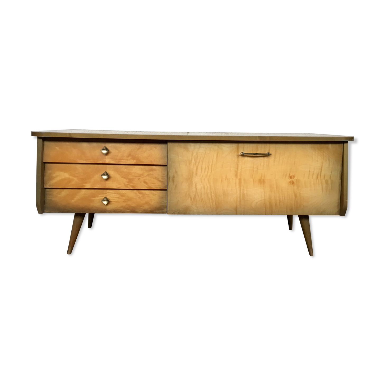 Enfilade meuble tv vintage pieds compas style scandinave