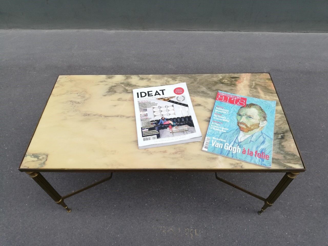 Brass and marble 1960s coffee table