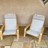 2 vintage adjustable Pulkka lounge chairs by Llmari Lappalainen for Asko
