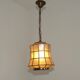 French Vintage Capiz Shell Hanging Pendant Light in Brass Metal and Copper