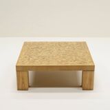 Square oak mosaic coffee table from Rolf Middelboe & Gorm Lindum for Tranekaer, Denmark 70s.