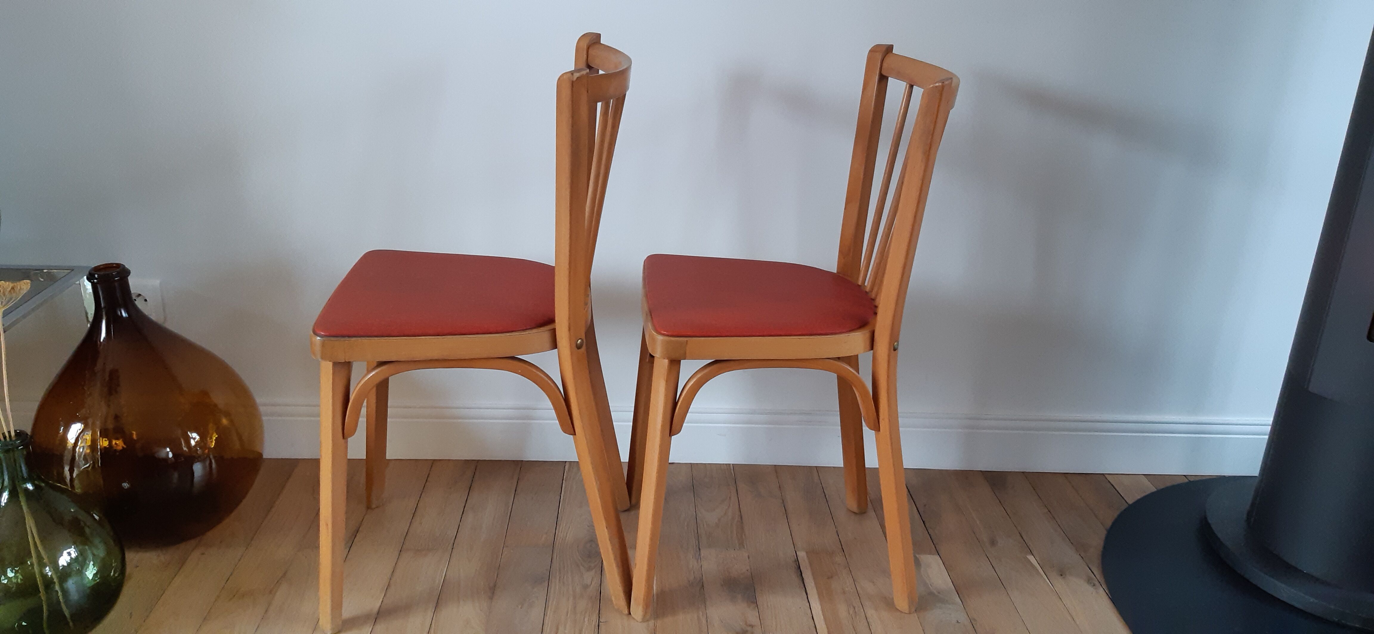 Pair of Baumann bistro chairs N°12 50s