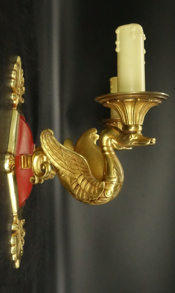 Pair of Empire style swan sconces Petitot